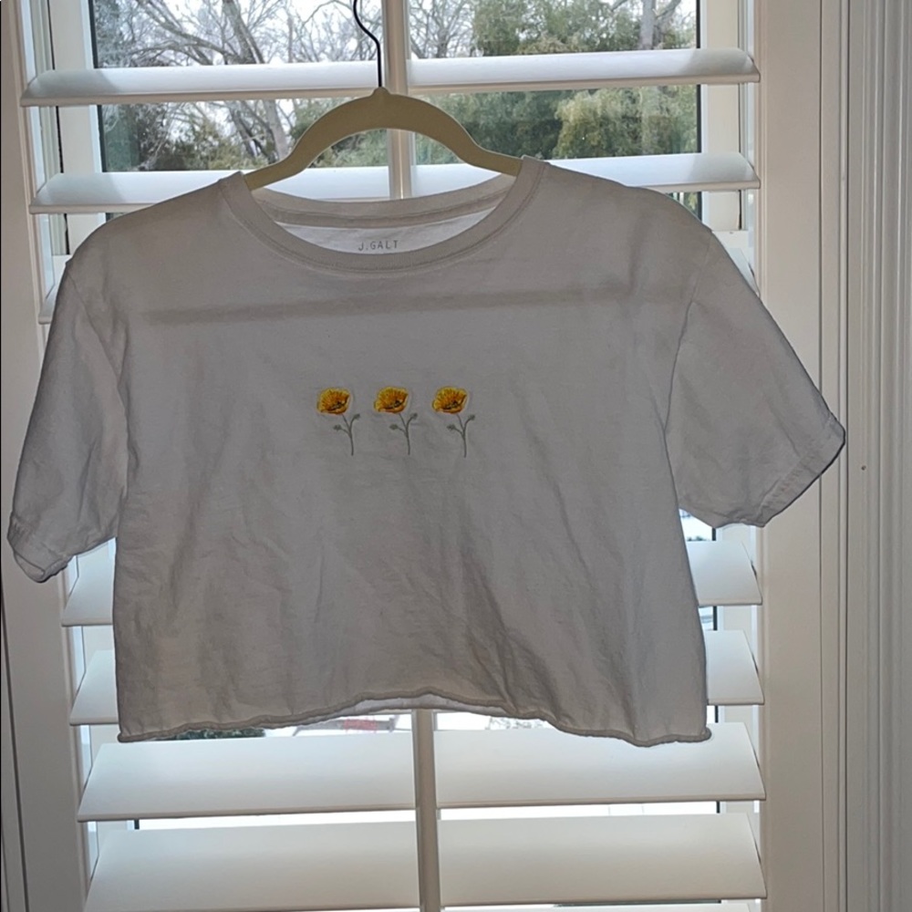 white crop top with yellow flowers